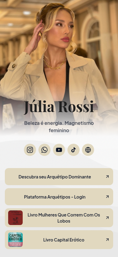 Página publicada de Júlia Rossi no LinkMiner